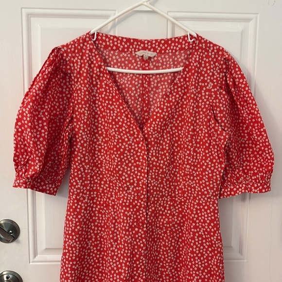 Rebecca Taylor MALIA FLORAL POPLIN DRESS IN CHERRY COMBO sz 8 - Picture 3 of 9